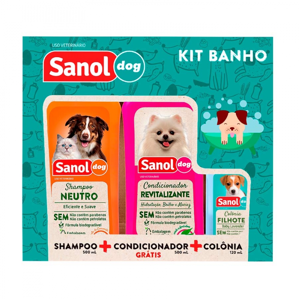 Sanol Dog Kit - Shampoo Condicionador e 1 Colônia Grátis
