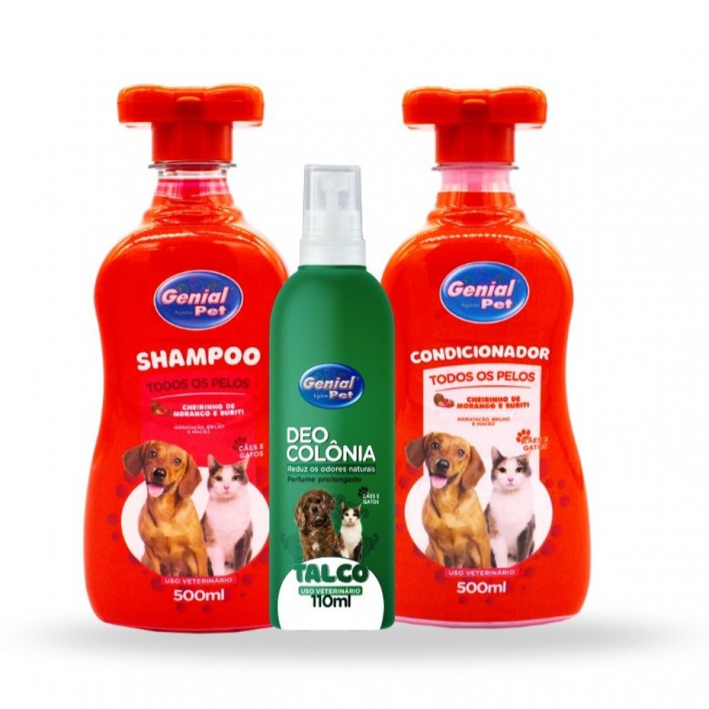 Kit Genial Pet Todos os Pelos Shampoo+Condicionador+Perfume